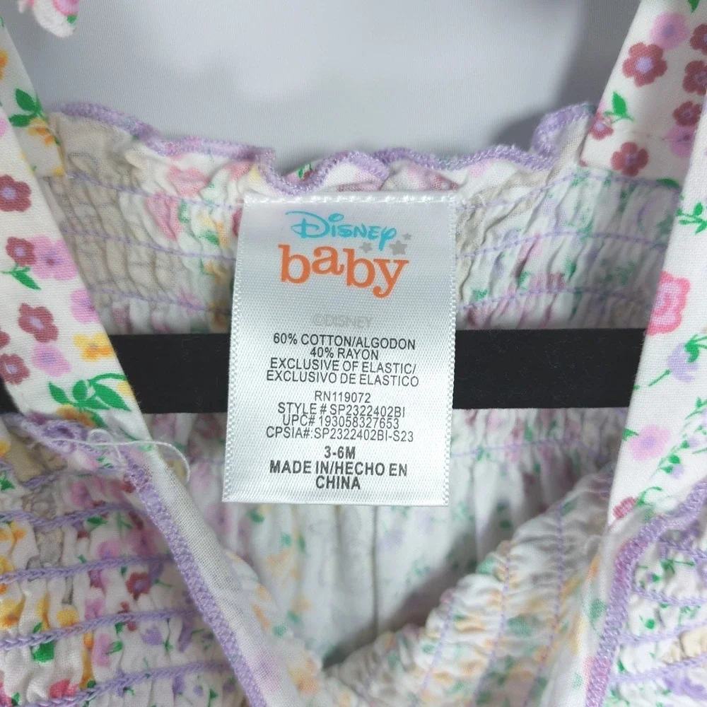 Disney Baby Smocked Bambi Jumper‎ Cotton Floral 3-6 Month Summer